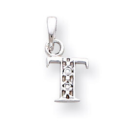 Polished .01ct Diamond Initial T Charm 14k White Gold YC251T, MPN: YC251T, 883957323770