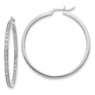 In &amp; Out Hoop Earrings 14k White Gold Diamond EM5423-062-WA, MPN: EM5423-062-WA, 191101536687