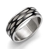 Polished Black IP-plated 8mm Grooved Ring - Stainless Steel SR420 by Chisel, MPN: SR420, 8839570037…