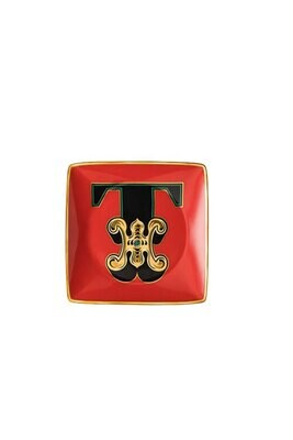 Versace Christmas Holiday Alphabet Canape Dish Alphabet Letter T 4 3/4 Inch Square, MPN: 11940-4037…