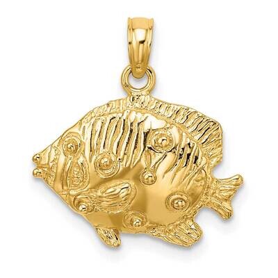 Polished Engraved Fish Charm 14k Gold 2-D K7423, MPN: K7423, 637218011063