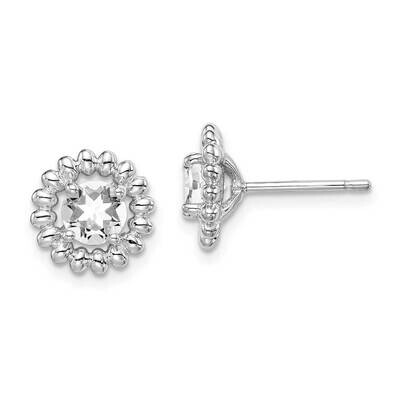 White Topaz Earrings Sterling Silver Rhodium Plated QE14495APR, MPN: QE14495APR, 883957813363