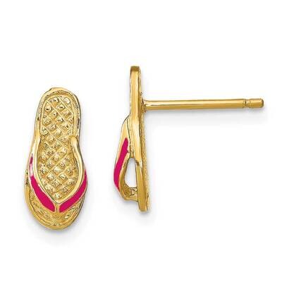 Red Enamel Single Flip-Flop Post Earrings 14k Gold TE695, MPN: TE695, 637218121793