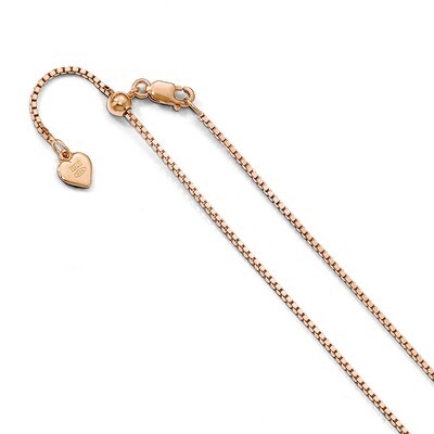 Leslie&#39;s 1.1 mm Rose Gold-plated Adjustable Box Chain 30 Inch Sterling Silver HB-FC56-30, MPN: FC56…
