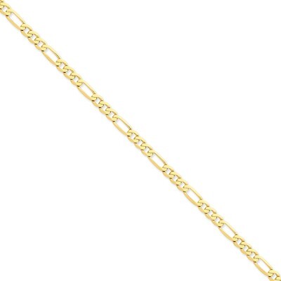 5.25mm Flat Figaro Chain 22 Inch 14k Gold FFL140-22, MPN: FFL140-22, 886774416526