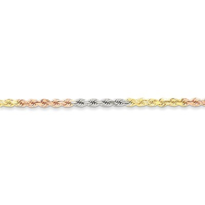4mm Diamond-cut Rope Chain 8 Inch 14k Tri-Color Gold 030TC-8, MPN: 030TC-8, 886774395524