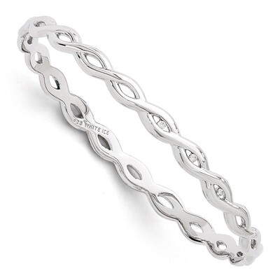 .06ct. Diamond Twist Bangle Bracelet Sterling Silver QW234, MPN: QW234, 883957503172