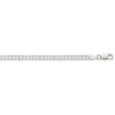 3.8mm Flat Curb Chain 24 Inch Sterling Silver QLB100-24, MPN: QLB100-24,