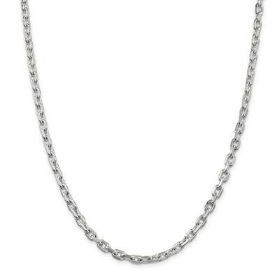 4.9mm Beveled Oval Cable Chain 22 Inch Sterling Silver QCA150-22, MPN: QCA150-22,