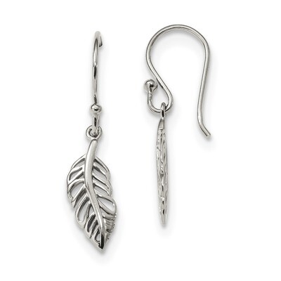 Leaf Dangle Earrings Sterling Silver QE13484, MPN: QE13484, 191101234309