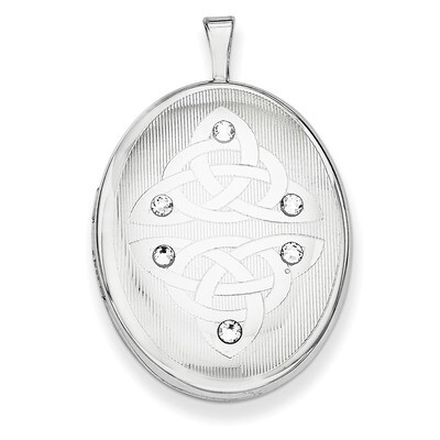 Crystal Trinity Oval Locket Sterling Silver QLS636