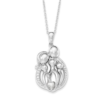 Family of 4 Gathering 18 Inch Necklace Sterling Silver with Diamonds QSX589, MPN: QSX589, 886774731…