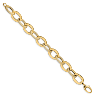 Leslie&#39;s Scratch-finish Fancy Link Bracelet 14k Gold Polished HB-LF1475-7.75, MPN: LF1475-7.75, 191…