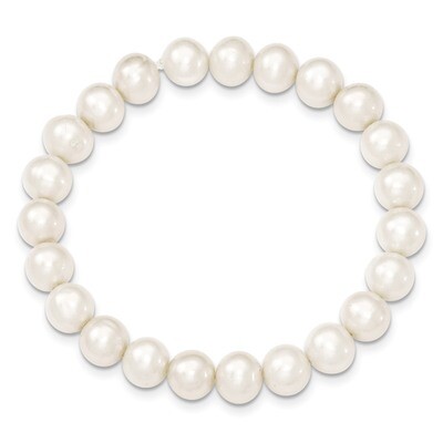 8-8.5mm Cultured Pearl White Stretch Bracelet Sterling Silver QH4595, MPN: QH4595, 815479017578