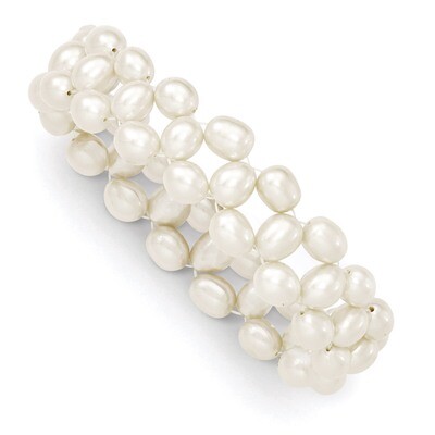 6-7mm Fresh Water Cultured White Rice Pearl Stretch Bracelet QH4772, MPN: QH4772, 886774201603