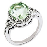 Green Quartz Ring Sterling Silver Diamond QR3063AG, MPN: QR3063AG, 883957637396