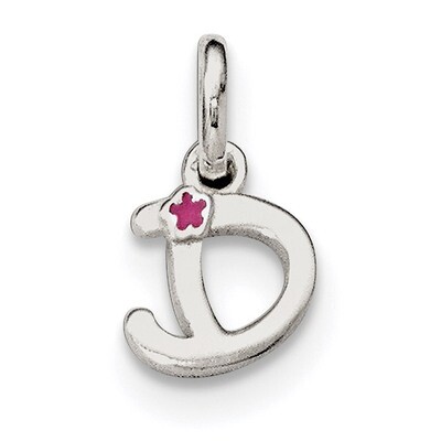 Letter D with Enamel Pendant Sterling Silver QC7935D, MPN: QC7935D, 191101467493