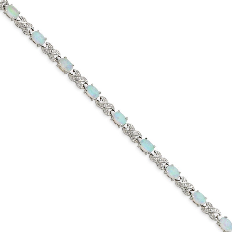 Opal &amp; Illusion Bracelet Sterling Silver QX495D, MPN: QX495D, 191101369599