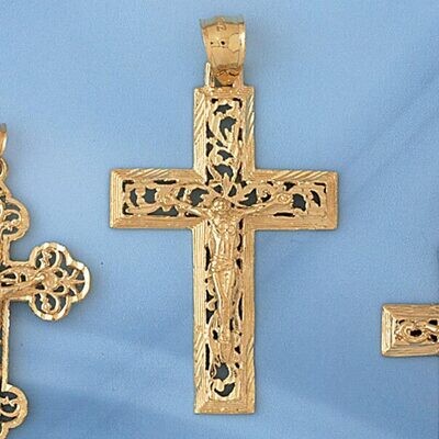 Dazzlers Jewelry Jesus Christ on Cross Pendant Necklace Charm Bracelet in Yellow, White or Rose Gol…