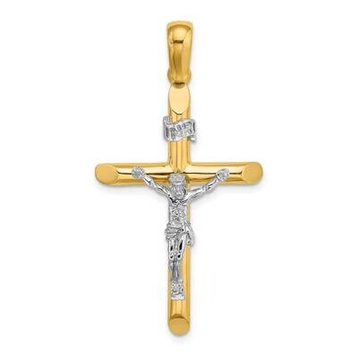 Polished Crucifix Charm 14k Gold Rhodium K9741, MPN: K9741,