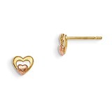 Children&#39;S Heart Post Earrings 14k Yellow &amp; Rose Gold GK709, MPN: GK709, 191101080050