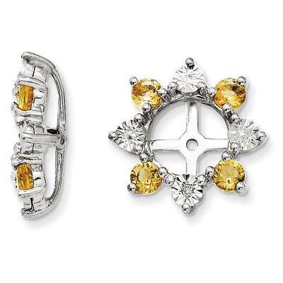 Diamond &amp; Citrine Earring Jacket Sterling Silver Rhodium QJ115NOV, MPN: QJ115NOV, 191101387401