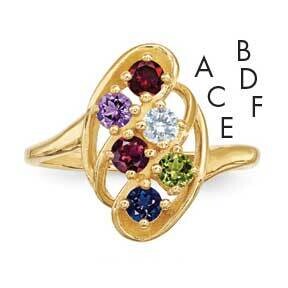 6-Stone Mothers Ring Mounting 14k Polished Gold XMR3/6-7, MPN: XMR3_6--6, 883957160030