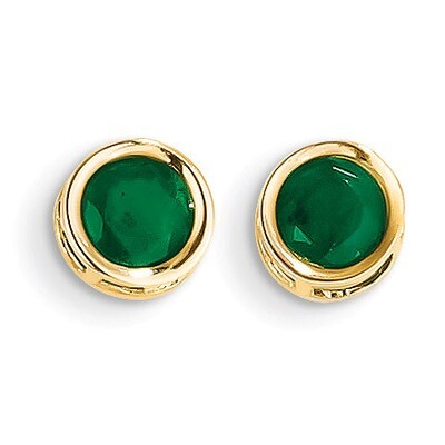 5mm Bezel Emerald Stud Earrings 14k Gold XBE148, MPN: XBE148, 883957086583