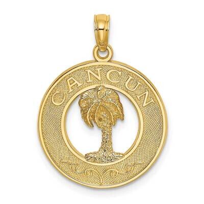 Cancun On Round Frame with Palm Tree Charm 14k Gold K7574, MPN: K7574, 637218116843