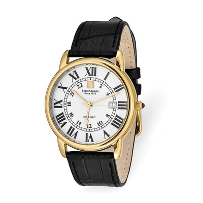 Steinhausen Delemont IPG-plated White Dial Black Strap Watch  XWA5819, MPN: XWA5819, 849689026631