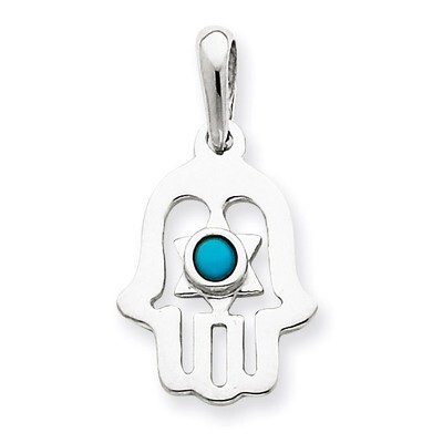 Turquoise Chamseh Pendant 14k White Gold K1307, MPN: K1307, 883957265476
