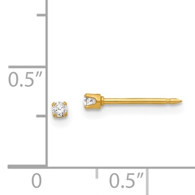 2mm Cubic Zirconia Post Earrings 24k Gold-plated 37E, MPN: 37E,