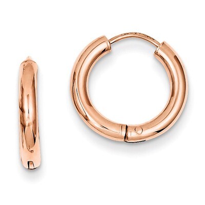 Polished Hollow Hinged Hoop Earrings 14k Rose Gold TL612, MPN: TL612, 886774370026