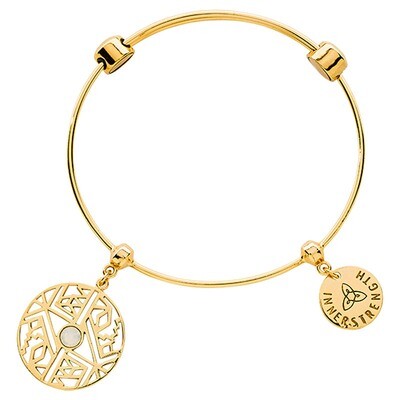 Nikki Lissoni Charm Bangle Gold-Plated with Two Fixed Charms Inner Strength Wild Free 19cm 7.4 inch…