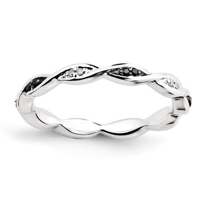 Black &amp; White Diamond Ring - Sterling Silver QSK1057, MPN: QSK1057, 886774202860