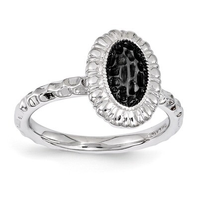 Rhodium-plated Oval Ring - Sterling Silver QSK1605, MPN: QSK1605, 886774214412