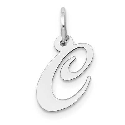 Fancy Script Initial C Charm 10k White Gold Small 10YC651C, MPN: 10YC651C,
