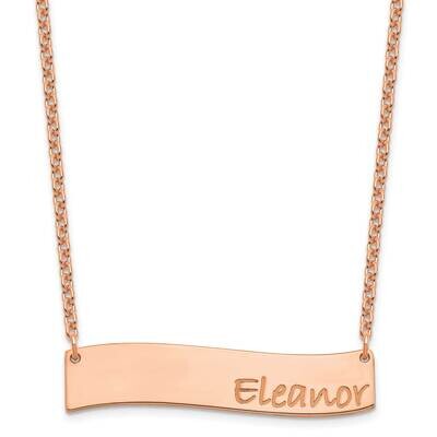 Medium Polished Curved Bar Necklace Sterling Silver Rose-plated XNA1073RP, MPN: XNA1073RP,