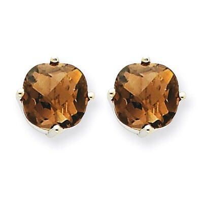 7mm Cushion Smokey Quartz Earring 14k White Gold XE108WSQ, MPN: XE108WSQ, 883957090979