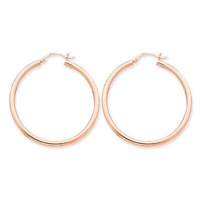 2.5mm Polished Hoop Earrings 14k Rose Gold TE535, MPN: TE535, 883957290959