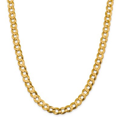 24 Inch 9.4mm Solid Polished Light Flat Cuban Chain 14k Gold LCB250-24, MPN: LCB250-24, 883957115511