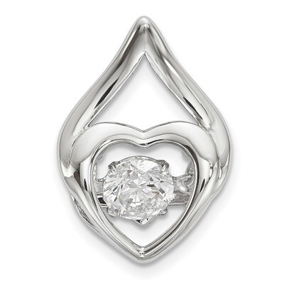 Platinum Plated Vibrant Swaro Zirco Heart Chain Slide Sterling Silver QP5032, MPN: QP5032, 88395783…