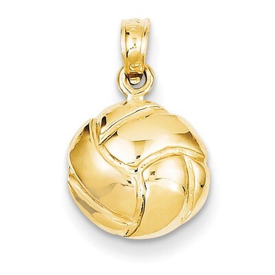Diamond -Cut Volleyball Charm 14k Gold Solid Satin K4949, MPN: K4949, 637218163205