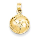 Diamond -Cut Volleyball Charm 14k Gold Solid Satin K4949, MPN: K4949, 637218163205