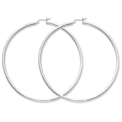 3mm Round Hoop Earrings Sterling Silver Rhodium-plated QE4401, MPN: QE4401, 883957930213