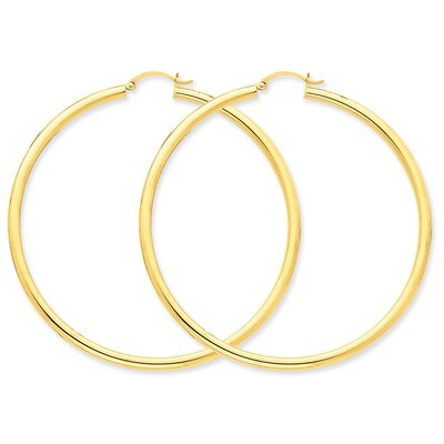 Polished 3mm Round Hoop Earrings 10k Gold 10T946, MPN: 10T946, 883957896328