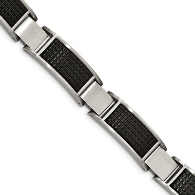 IP Textured Link with .50 Inch Extender Bracelet Stainless Steel Brushed Black SRB2047-8 by Chisel,…