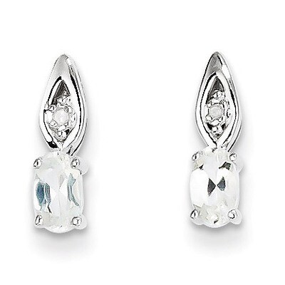 White Topaz Diamond Earring 14k White Gold Genuine XBS308, MPN: XBS308, 883957577739