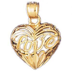 Dazzlers Jewelry Love Pendant Necklace Charm Bracelet in Yellow, White or Rose Gold 10224, MPN: DZ-…