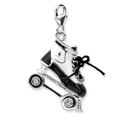 3-D Enameled Roller SkateCharm Sterling Silver QCC549 by Amore La Vita, MPN: QCC549, 883957335209